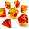 Kości Chessex - zestaw 7 kostek Gemini Translucent Red-Yellow/gold