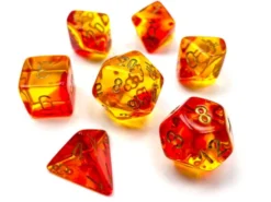 Kości Chessex - zestaw 7 kostek Gemini Translucent Red-Yellow/gold