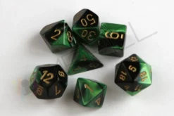 Kości Chessex - zestaw 7 kostek Gemini Black-Green/gold