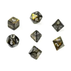 Kości Chessex - zestaw 7 kostek Leaf Black Gold/silver