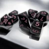 Kości Chessex - zestaw 7 kostek - Opaque Black/pink