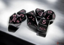 Kości Chessex - zestaw 7 kostek - Opaque Black/pink