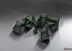 Kości Chessex - zestaw 7 kostek - Opaque Black/green
