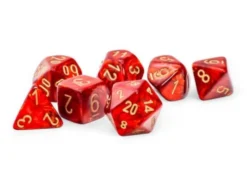 Kości Chessex - zestaw 7 kostek Scarab Mega-hedral Scarlet/gold
