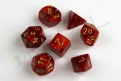 Kości Chessex - zestaw 7 kostek Scarab Scarlet/gold