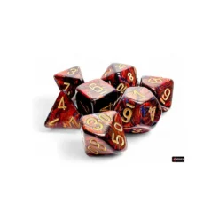 Kości Chessex - zestaw 7 kostek Scarab Mega-hedral Blue Blood/Gold