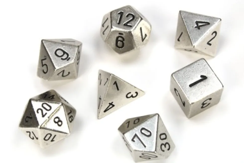 Kości Chessex - zestaw 7 kostek Solid Metal - Silver