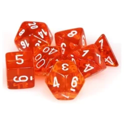 Kości Chessex - zestaw 7 kostek Translucent Orange/white