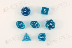 Kości Chessex - zestaw 7 kostek Translucent Teal/white