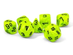 Kości Chessex - zestaw 7 kostek Vortex Mega-hedral Bright Green/black