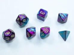Kości Chessex - zestaw 7 mini kostek Gemini Purple-Teal/gold
