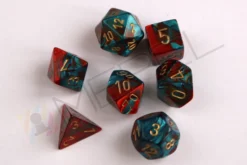 Kości Chessex - zestaw 7 mini kostek Gemini Red-Teal/gold