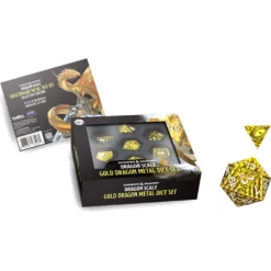 Kości Fanroll - zestaw D&D Dragon Scale Metal - Gold