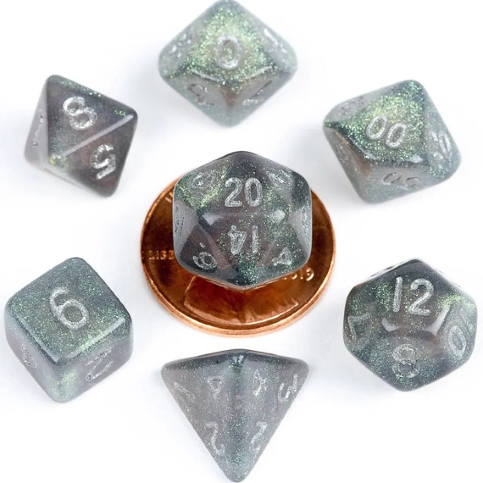 Kości Fanroll - zestaw 7 mini kostek Stardust Gray with Silver Numbers (10mm)