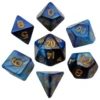 Kości Fanroll - zestaw 7 mini kostek Blue/Light Blue with Gold Numbers (10mm)