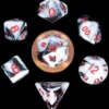 Kości Fanroll - zestaw 7 mini kostek Marble with Red Numbers (10mm)