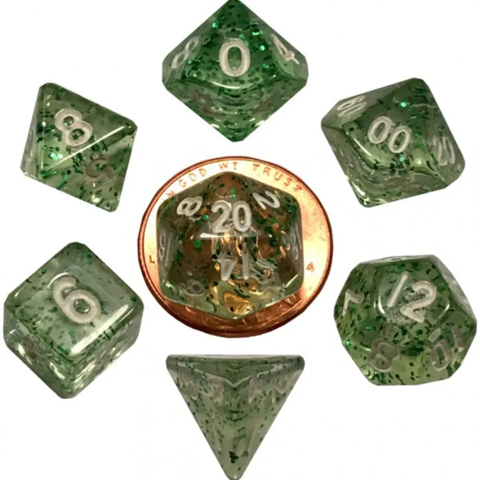 Kości Fanroll - zestaw 7 mini kostek Ethereal Green (10mm)