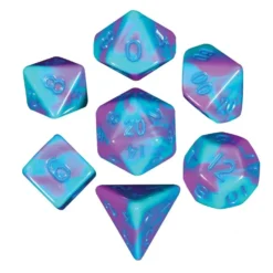 Kości Fanroll - zestaw 7 mini kostek Purple/Teal with Blue Numbers (10mm)