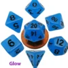 Kości Fanroll - zestaw 7 mini kostek Glow in the Dark - Purple with Black Numbers (10mm)