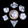 Kości Fanroll - zestaw 7 mini kostek Marble with Purple Numbers (10mm)