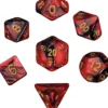 Kości Fanroll - zestaw 7 mini kostek Red/Black with Gold Numbers (10mm)