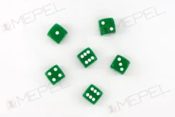 Kość/kostka do gry k6 16mm (oczka) - zielona (100 sztuk)