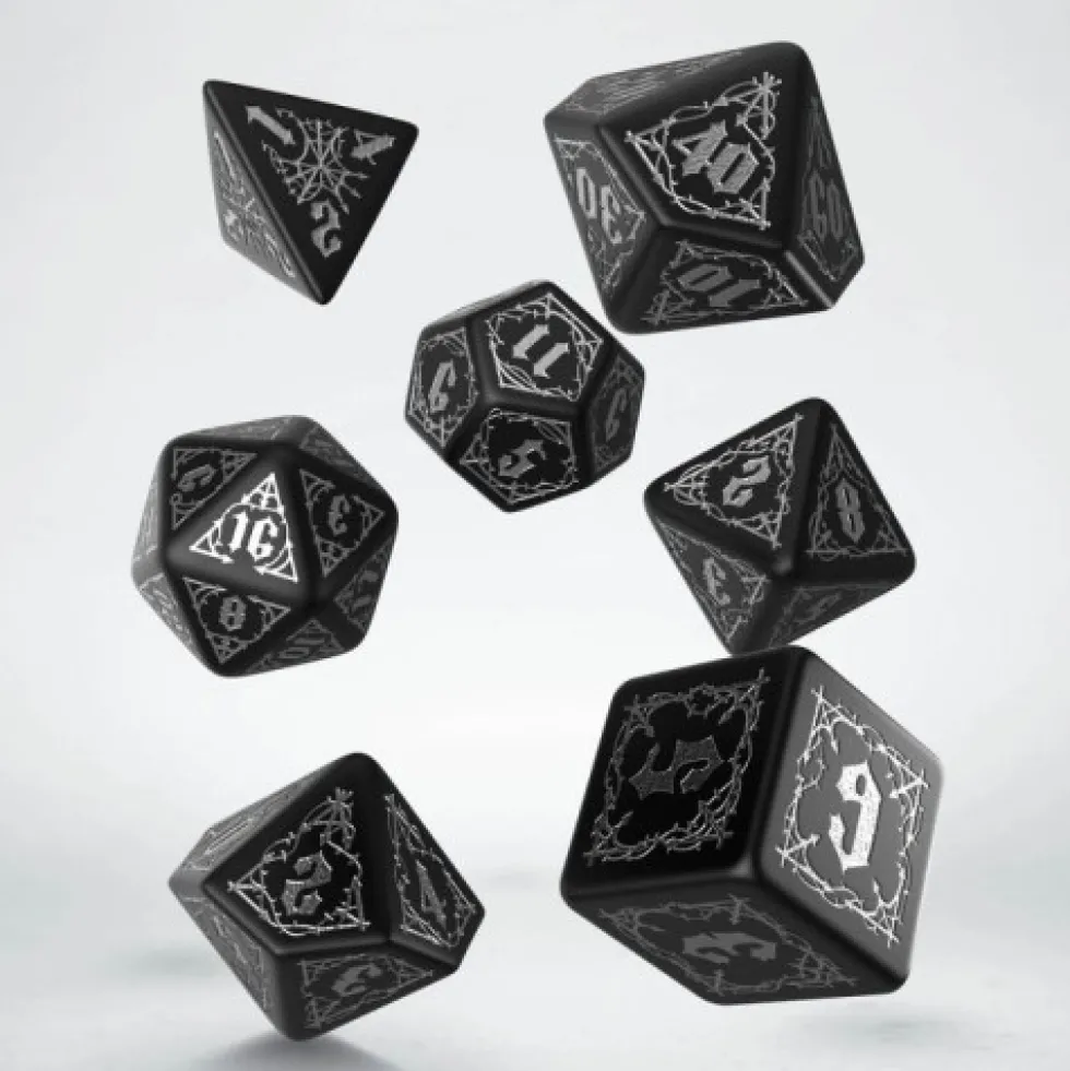 Komplet kości RPG Krwiopijców - Czarno-srebrne