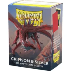 Koszulki na karty Dragon Shield: Matte Dual - Crimson & Silver - 100 sztuk