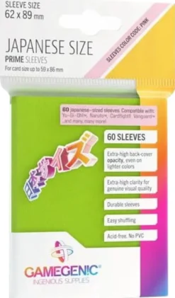 Koszulki na karty Gamegenic: Japanese Size Prime Sleeves (62x89 mm) - Lime - 60 sztuk