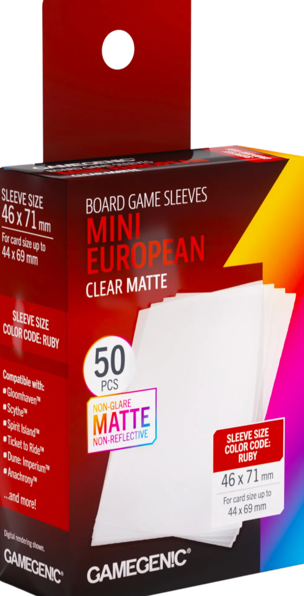 Koszulki na karty Gamegenic: Mini European (46x71 mm) - Clear Matte, 50 sztuk
