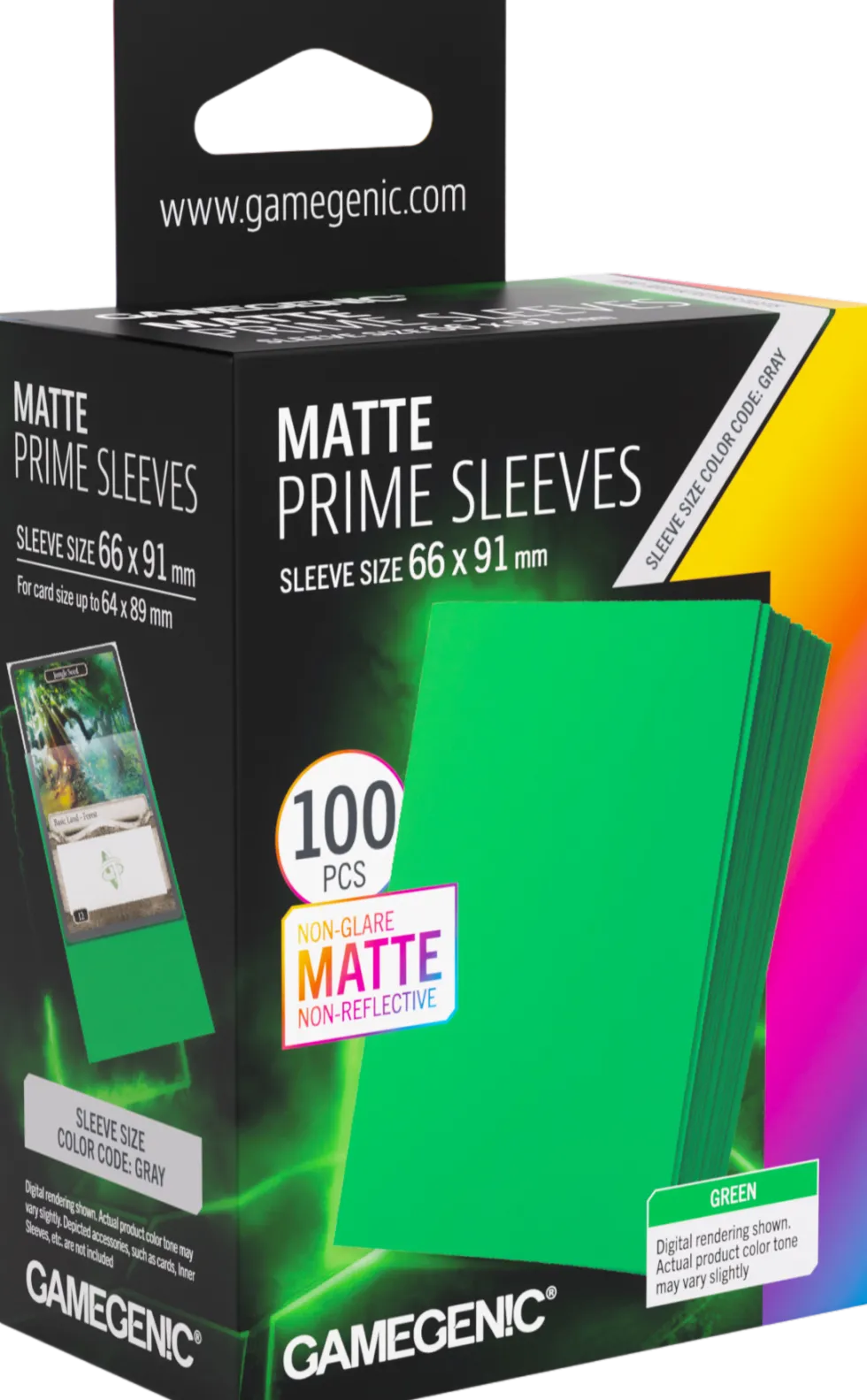 Koszulki na karty Gamegenic: Matte Prime Sleeves (66x91 mm) - Green - 100 sztuk
