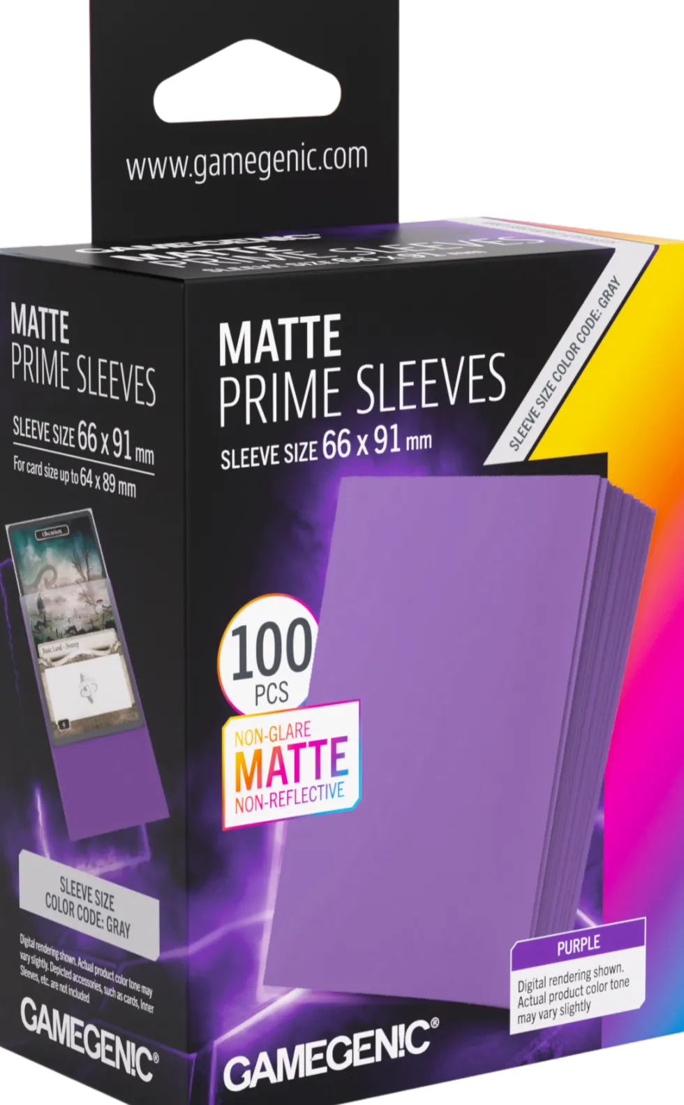 Koszulki na karty Gamegenic: Matte Prime Sleeves (66x91 mm) - Purple - 100 sztuk