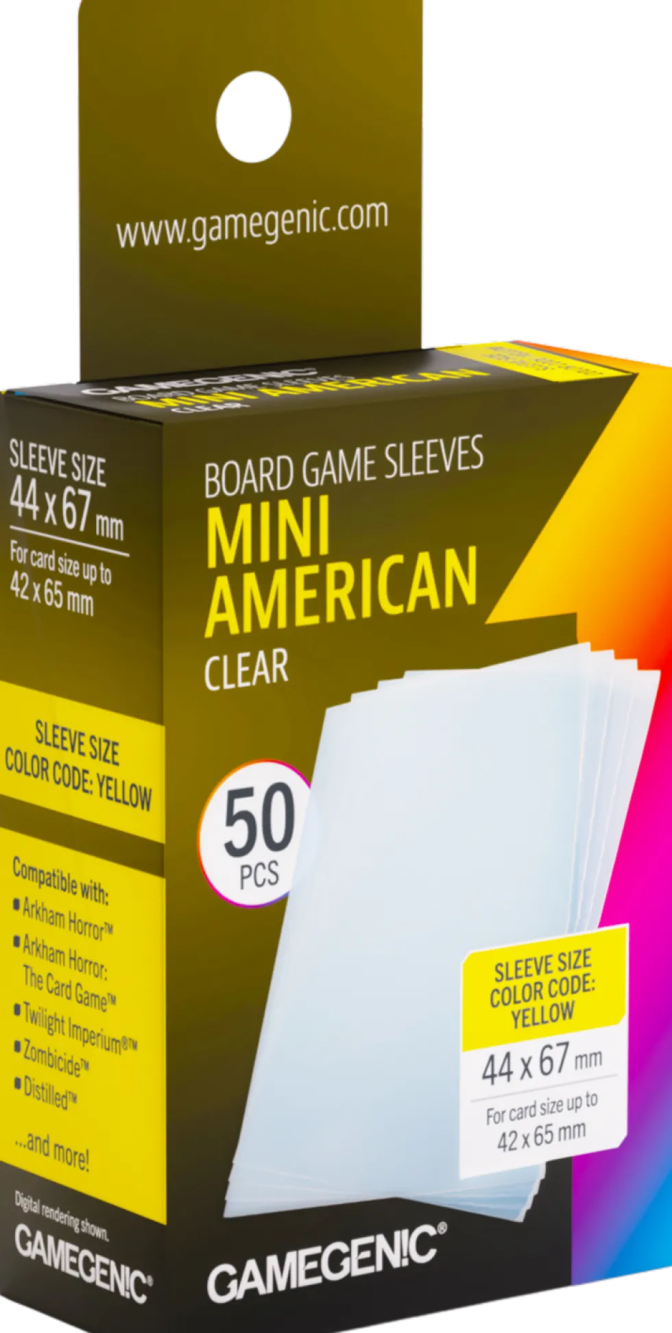 Koszulki na karty Gamegenic: Mini American (44x67 mm) - Clear - 50 sztuk