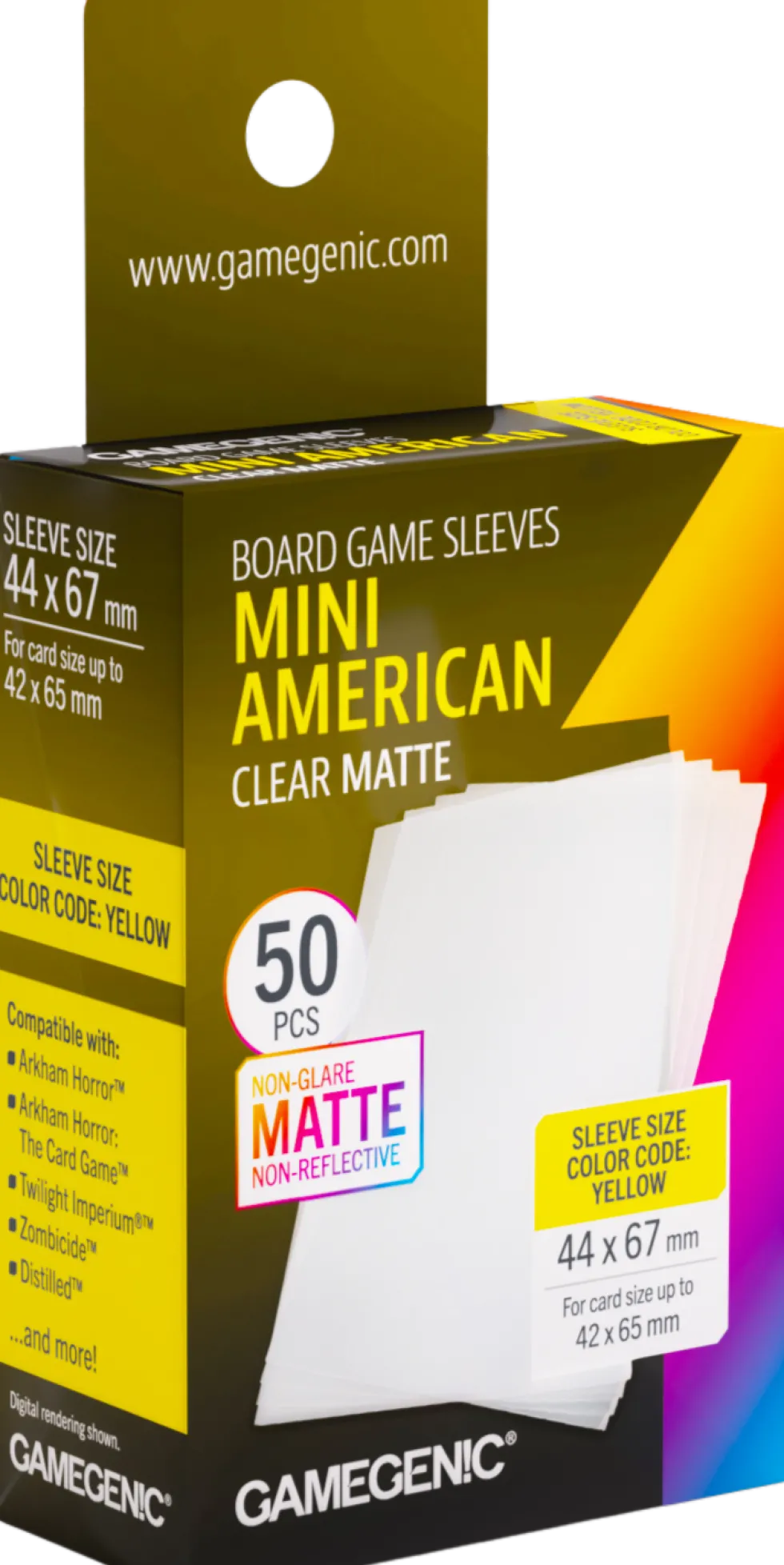 Koszulki na karty Gamegenic: Mini American (44x67 mm) - Clear Matte - 50 sztuk