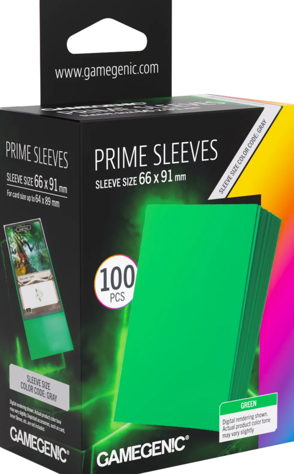 Koszulki na karty Gamegenic: Prime Sleeves (66x91 mm) - Green - 100 sztuk