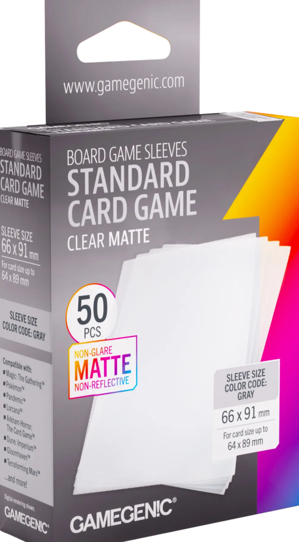 Koszulki na karty Gamegenic: Standard (66x91 mm) - Clear Matte - 50 sztuk