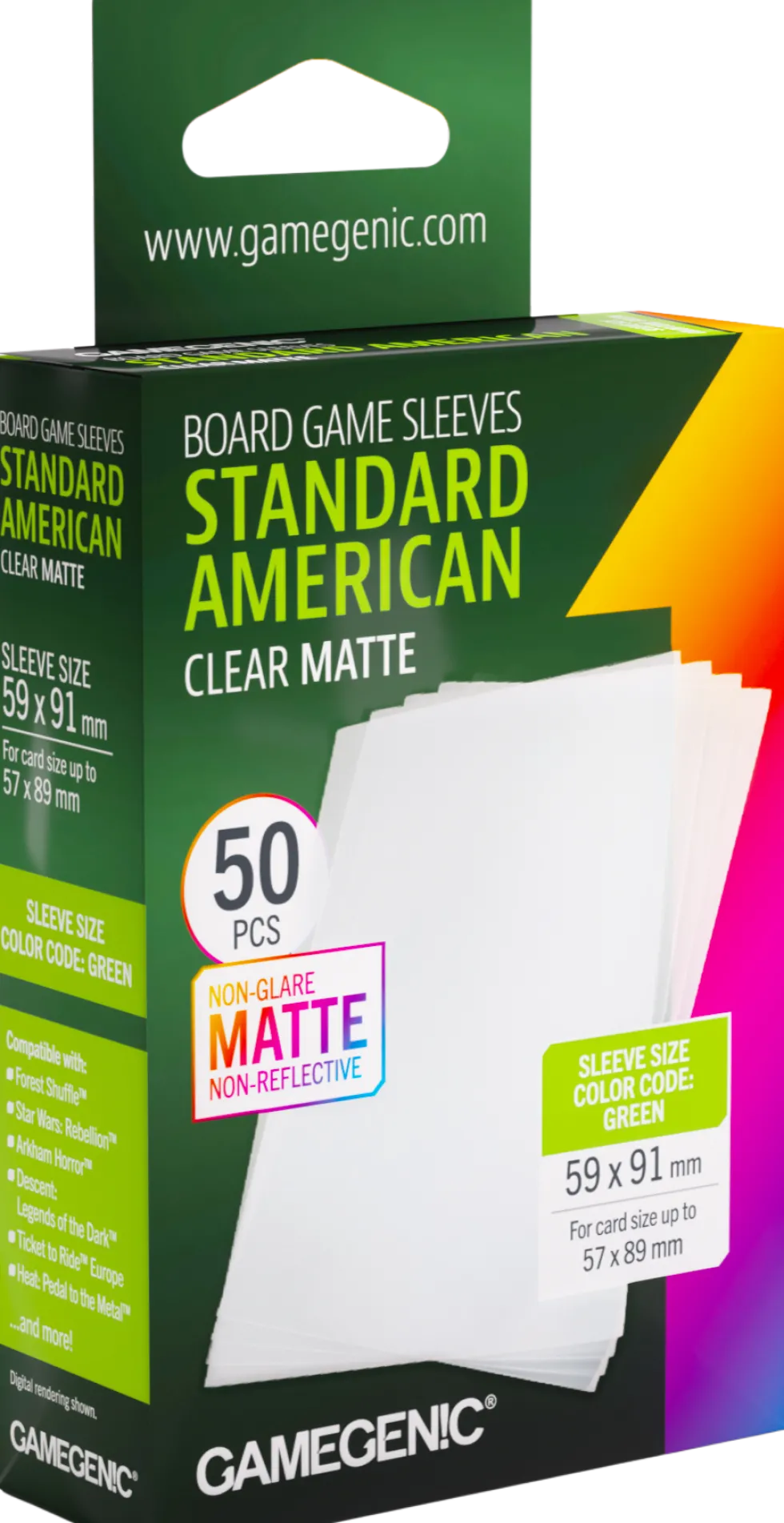 Koszulki na karty Gamegenic: Standard American (59x91 mm) - Clear Matte - 50 sztuk