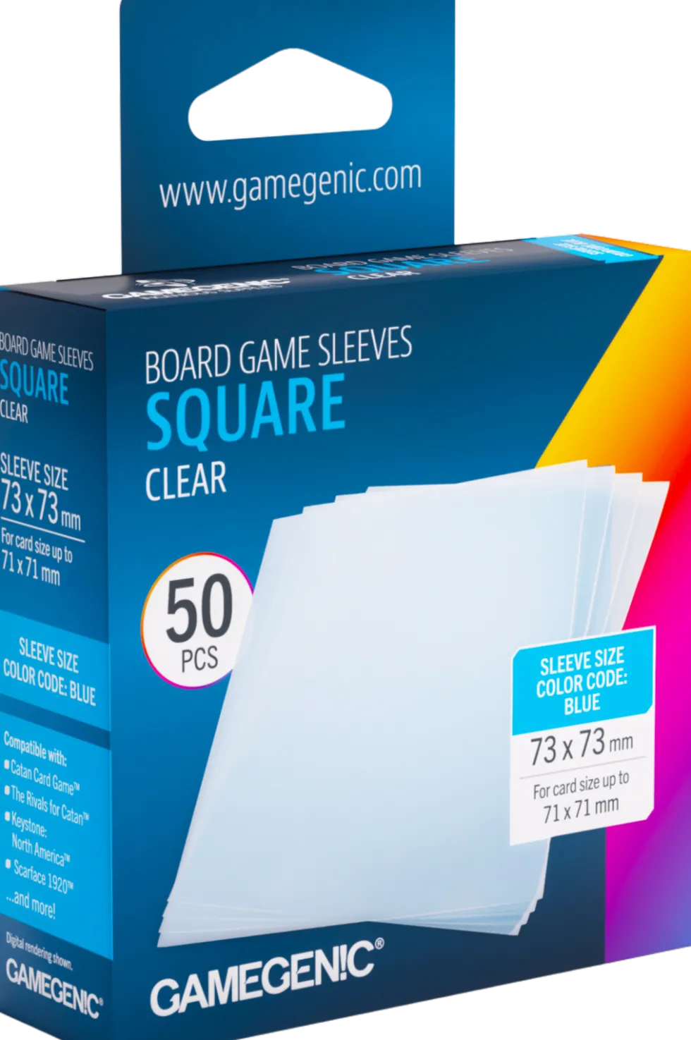 Koszulki na karty Gamegenic: Square (73x73 mm) - Clear - 50 sztuk