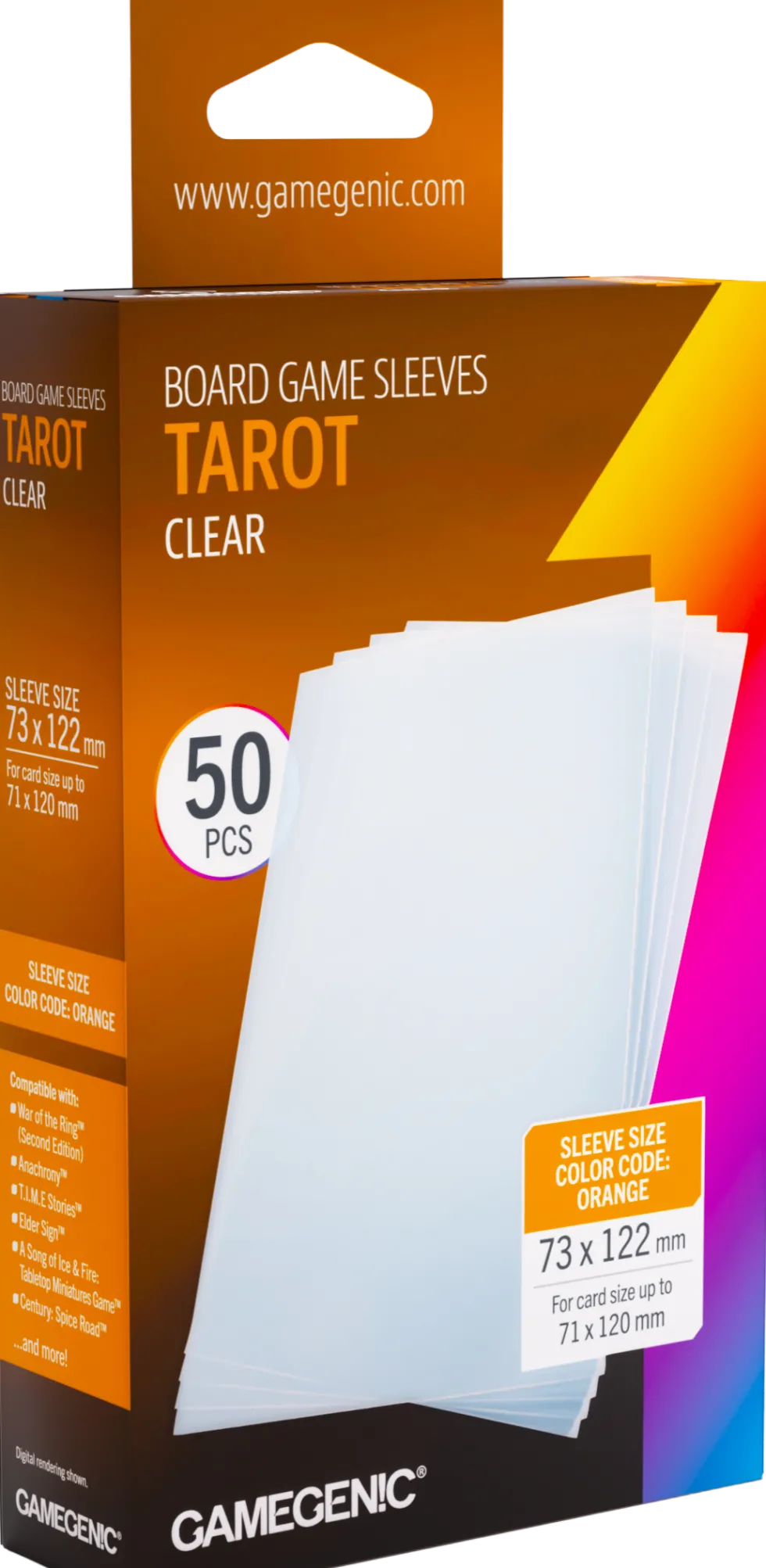 Koszulki na karty Gamegenic: Tarot (73x122 mm) - Clear - 50 sztuk