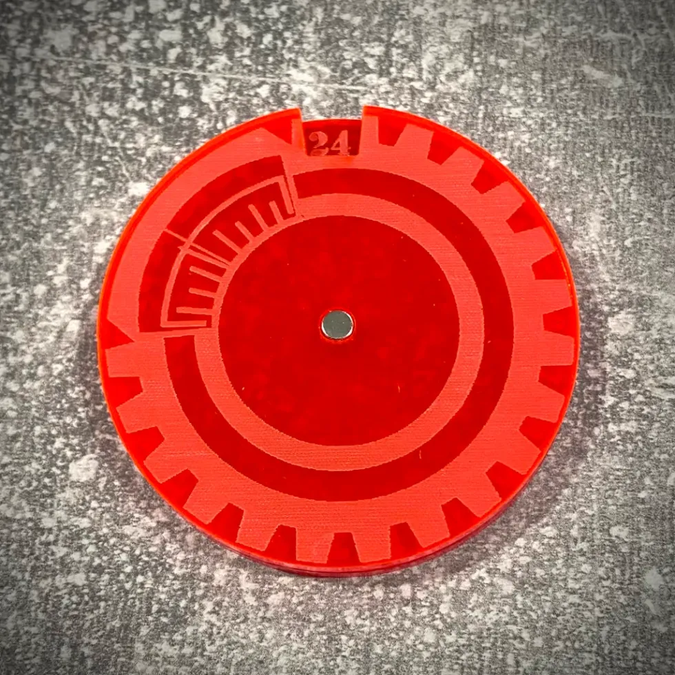 Licznik / dial do gier 1-24 - fluo czerwony