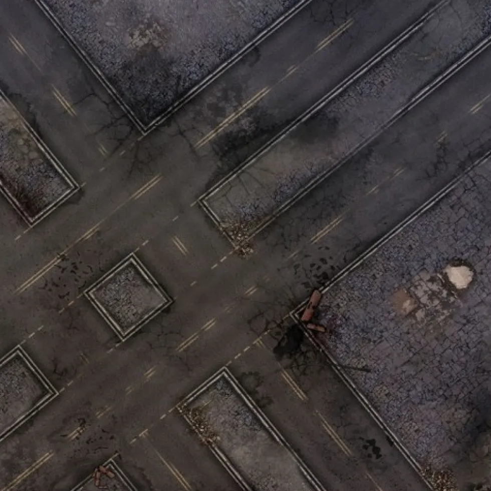 Mata lateksowa dwustronna: Zrujnowane miasto 36"x36" (Crisis Protocol)