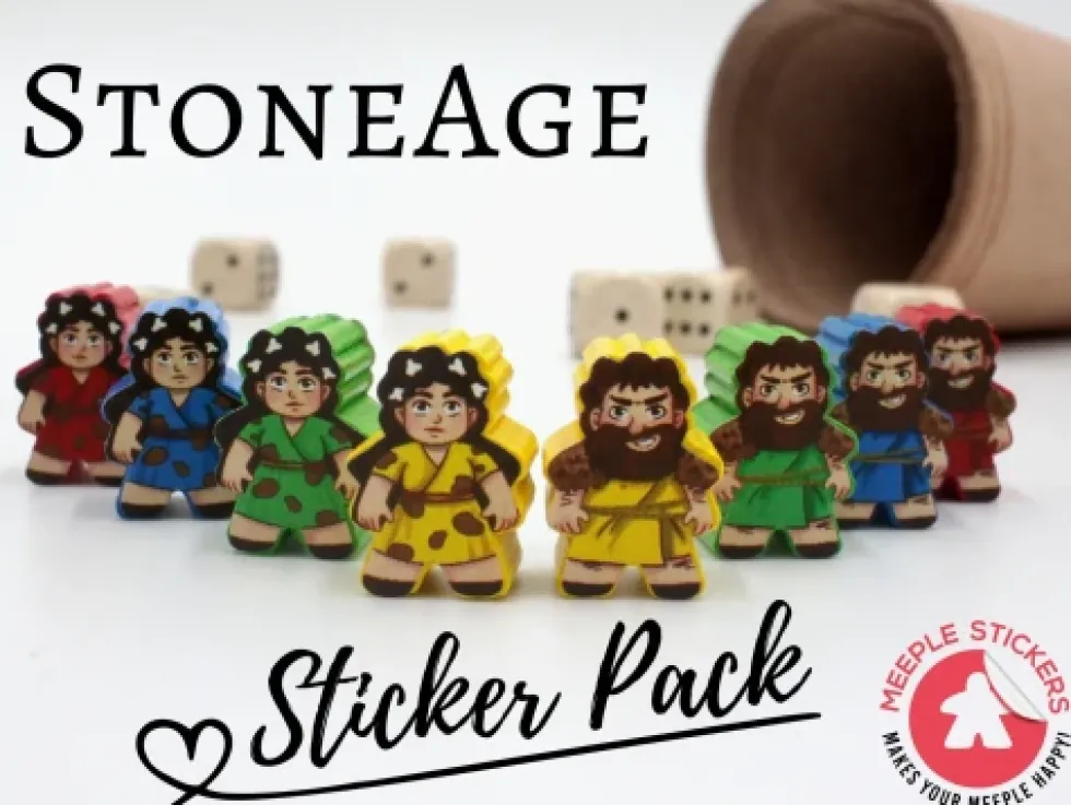 Meeple Stickers: zestaw naklejek do Epoka Kamienia
