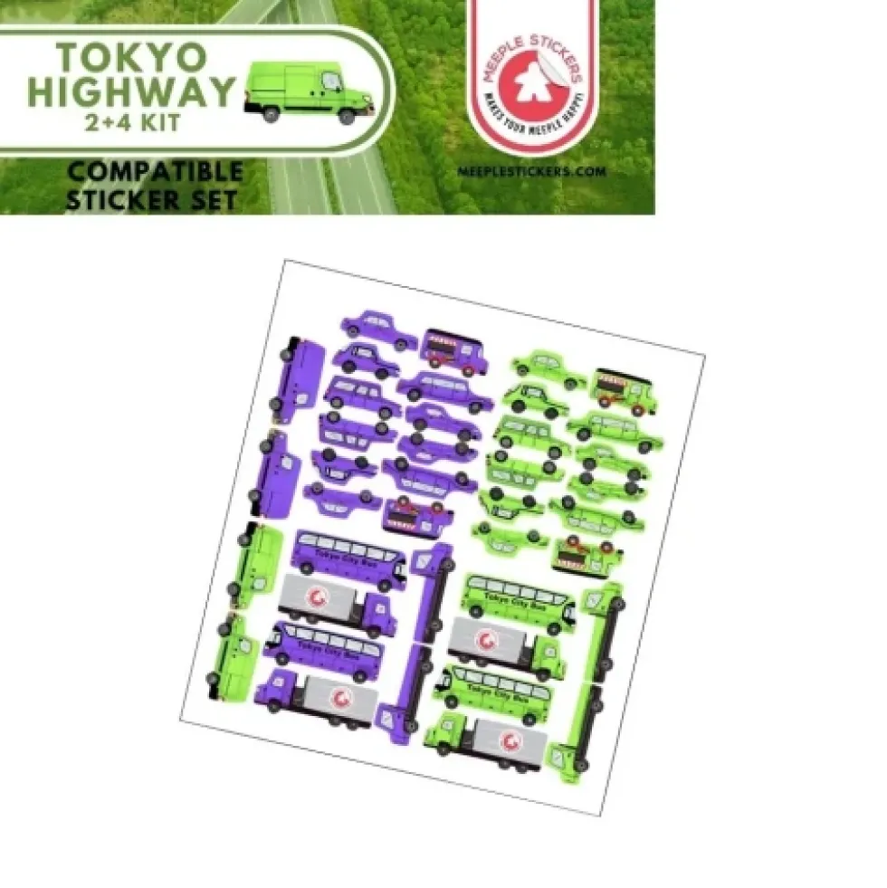 Meeple Stickers: zestaw naklejek do Tokyo Highway - 2+4 Kit