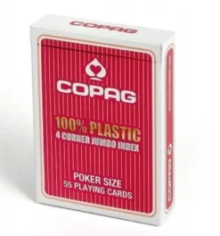Plastikowe karty do gry: Copag 310 Poker 4 Corner Jumbo Index - czerwone