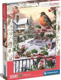 Puzzle 1000 Christmas Collection: Robin and Holly Bushes
