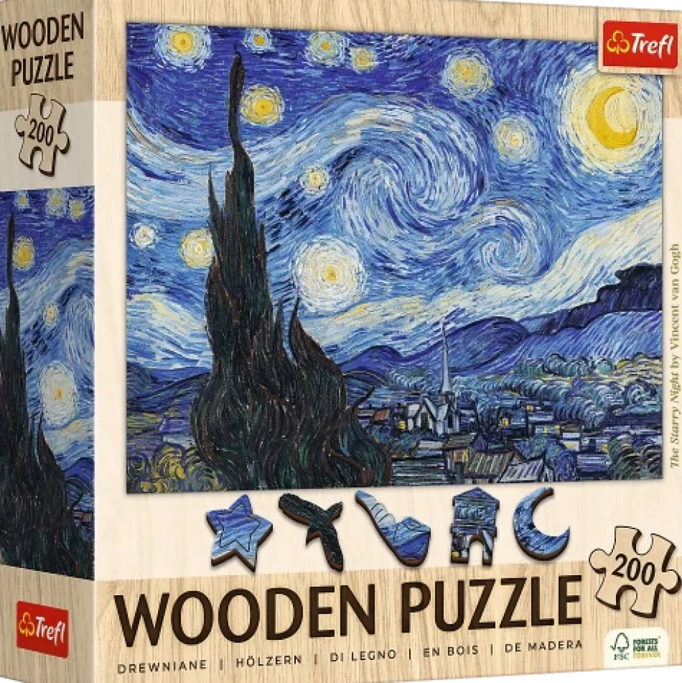 Puzzle drewniane 200 - Gwiaździsta Noc, Vincent van Gogh