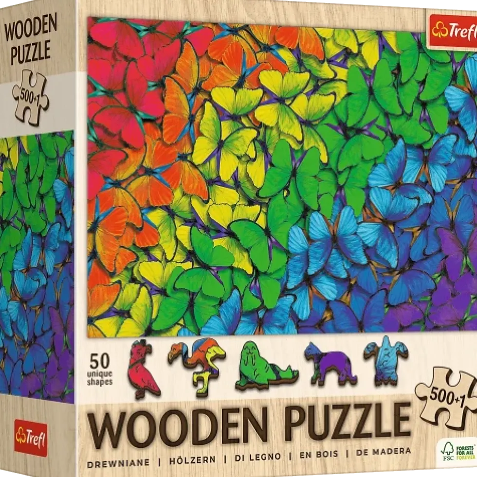 Puzzle drewniane 500+1 - Tęczowe motyle