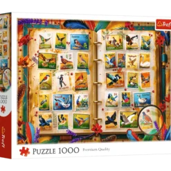 Puzzle 1000 Kolekcja znaczków - atlas ptaków