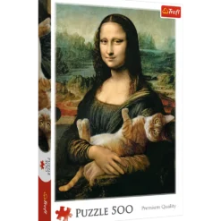 Puzzle 500 Mona Lisa i kot Mruczek