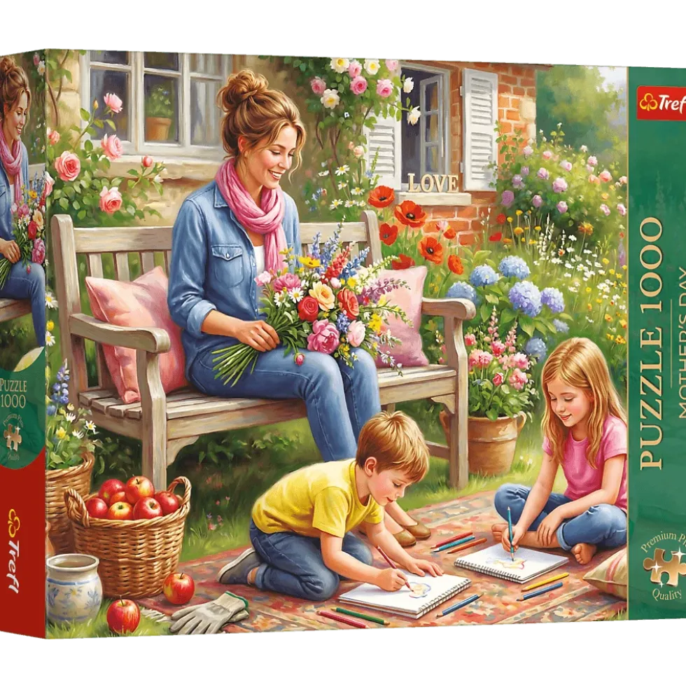 Puzzle 1000 Mother's Day: Rodzina w ogrodzie